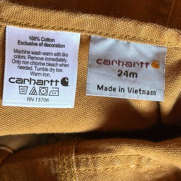 Carhartt Bib Overalls 100% Cotton Duck Canvas Brown 24 Mo - Picture 3 of 10